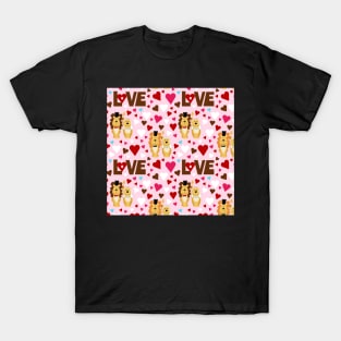 Lion Wedding Couple Hearts Love Valentines Day T-Shirt